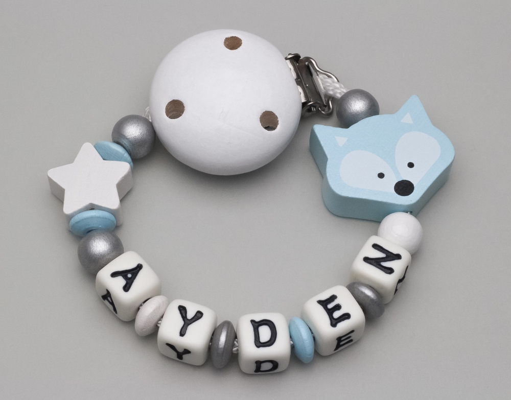 Schnullerkette mit Fuchs & Stern und Namen