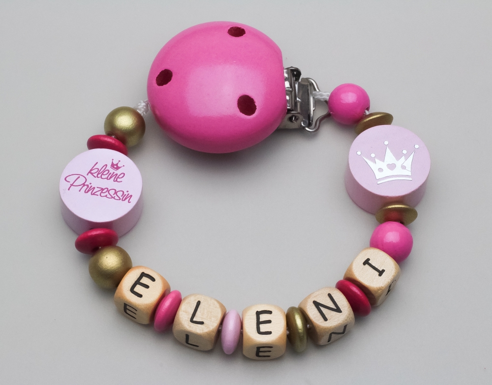 Schnullerkette kleine Prinzessin & Krone und Namen