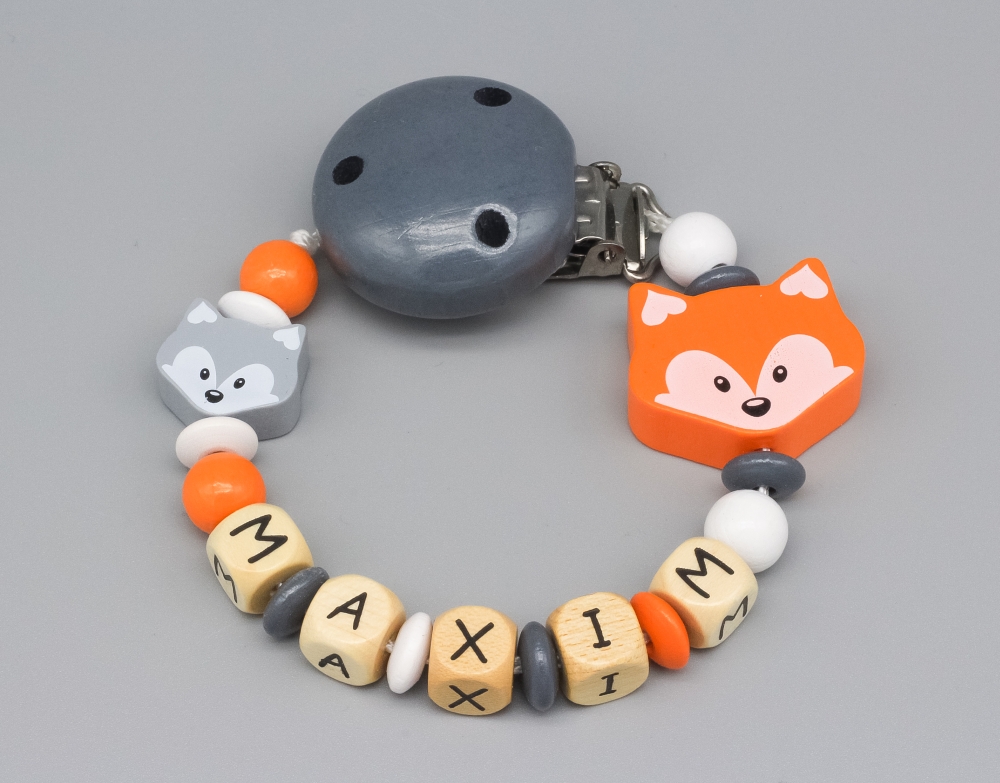 Schnullerkette mit Füchsen und Namen