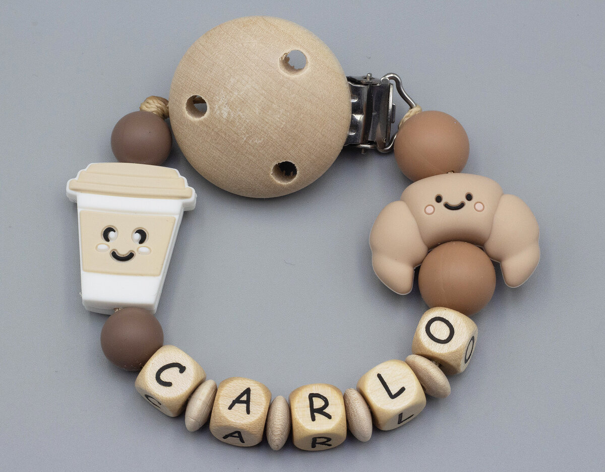 Schnullerkette Coffeelover mit Wunschnamen Bild 1