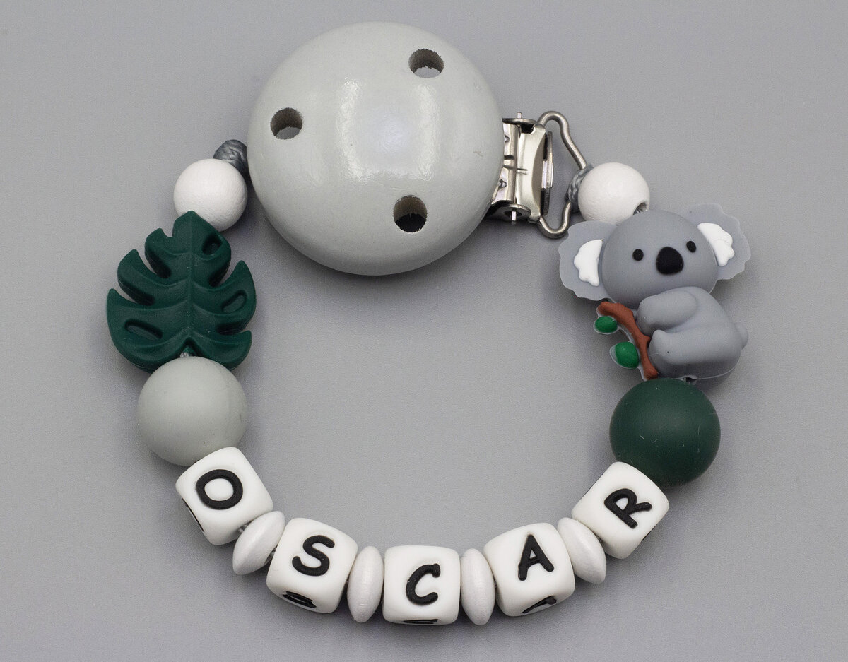 Schnullerkette mit Koala und Blatt Bild 1