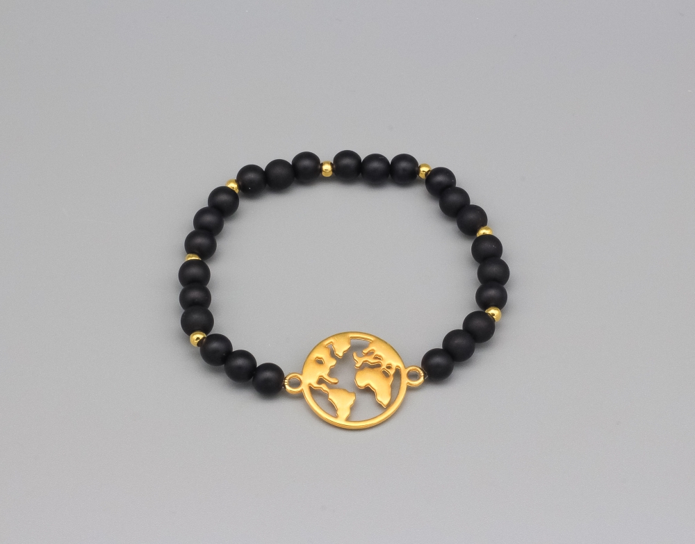 Armband Erde - schwarz / goldfarben