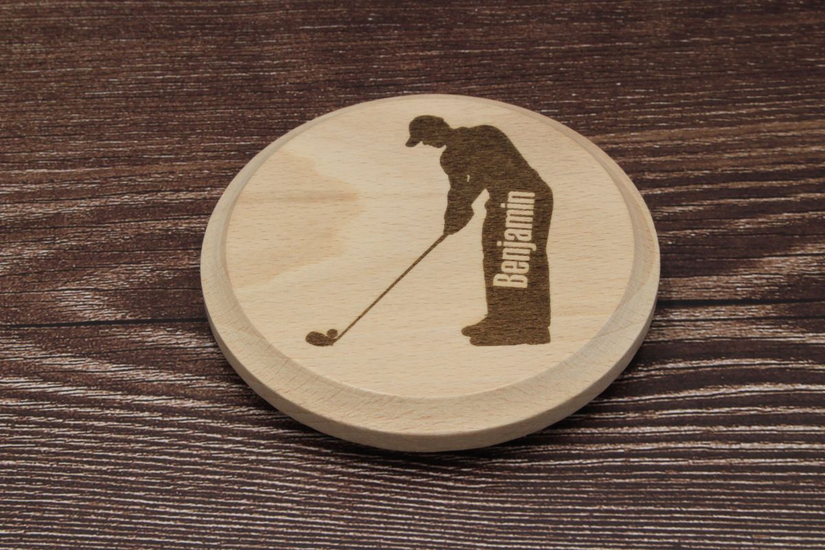 Untersetzer aus Buchenholz für Golffreunde