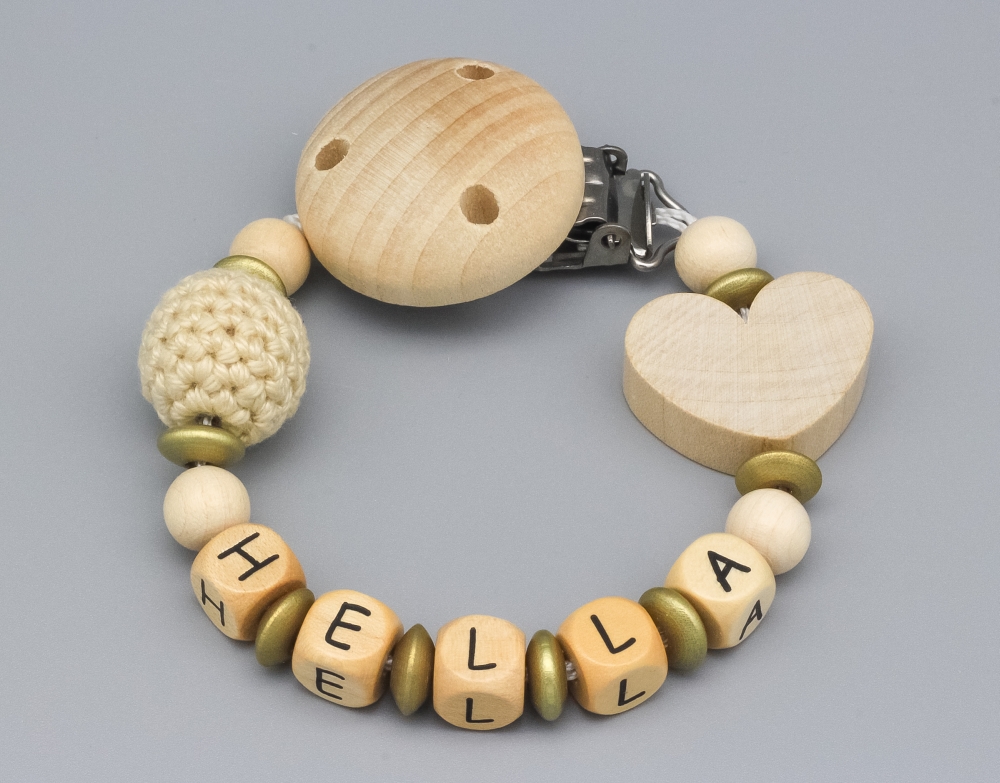 Schnullerkette mit Häkelperle und Herz