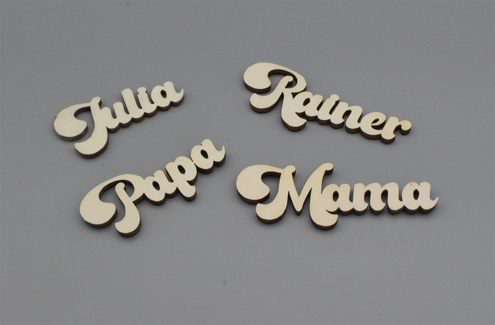 Platzkarten Lasercut aus Holz Hochzeit / Taufe / Geburtstag etc.