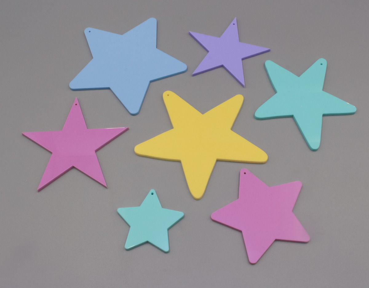 Sterne aus Acryl pastellfarben 7er Set