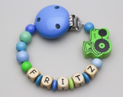 Schnullerkette mit Traktor und Namen