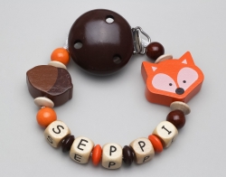Schnullerkette mit Fuchs & Eichel und Namen
