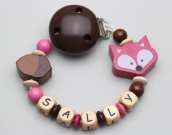 Schnullerkette mit Fuchs & Eichel und Namen