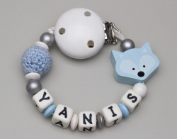Schnullerkette mit Fuchs & Häkelperle und Namen