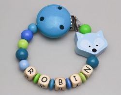 Schnullerkette mit Fuchs und Namen