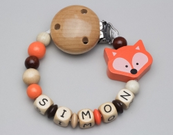 Schnullerkette mit Fuchs und Namen