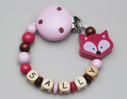 Schnullerkette mit Fuchs und Namen