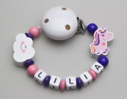 Schnullerkette mit Einhorn & Wolke und Namen