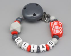 Schnullerkette Feuerwehr & Stern und Namen