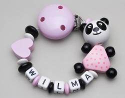 Schnullerkette mit Pandabär & Herz und Namen