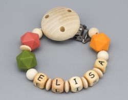 Schnullerkette mit Silikonperlen und Namen