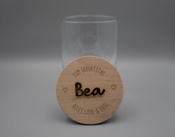 Vorratsglas mit Gravur und Wunschnamen aus Acryl zum Geburtstag Bild 1