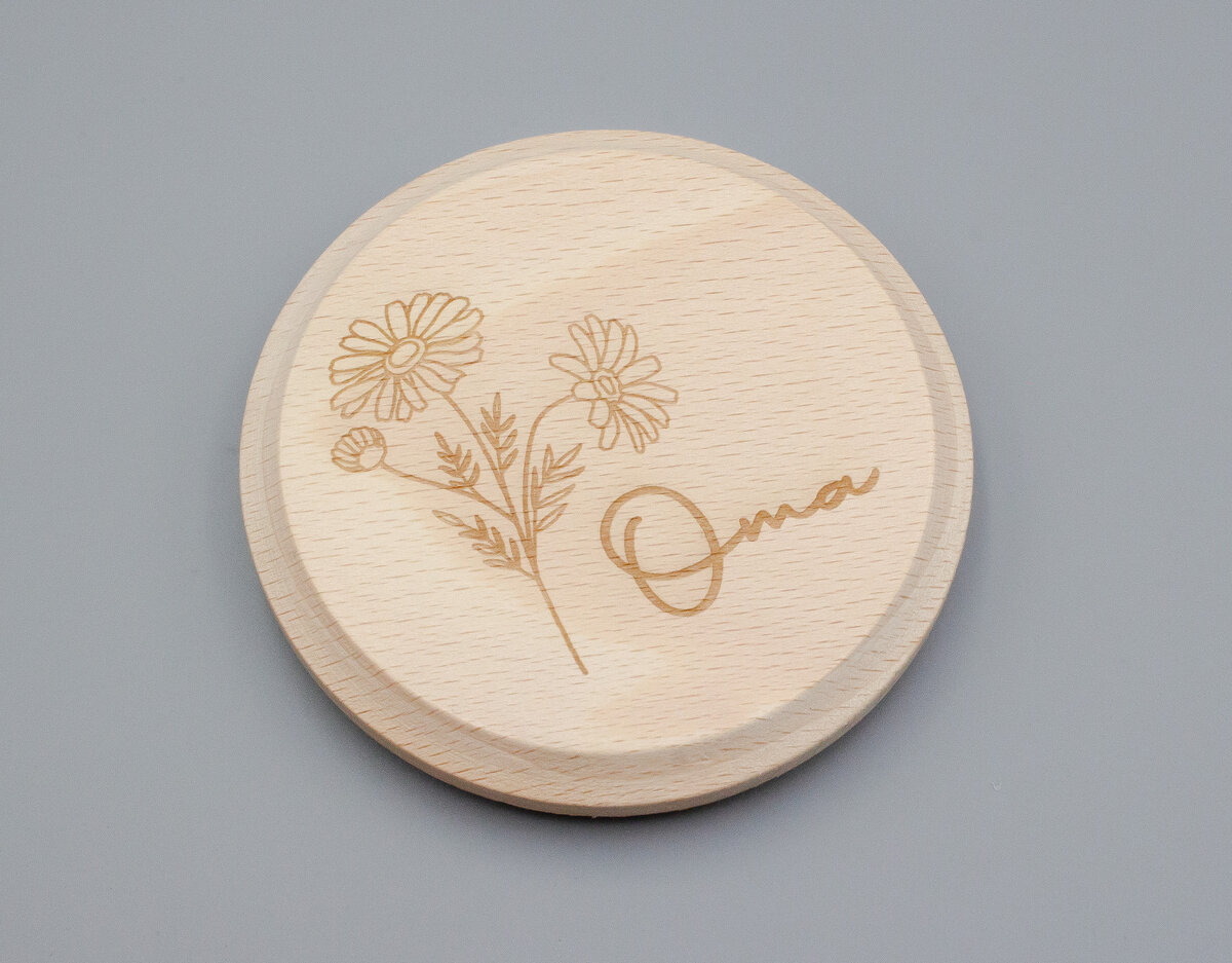 Glasabdeckung aus Buche mit