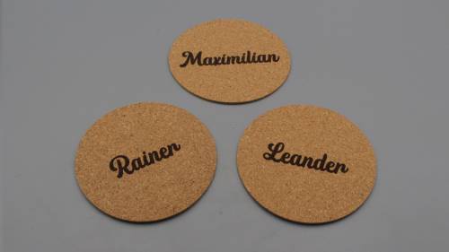 Untersetzer aus Kork mit Wunschgravur