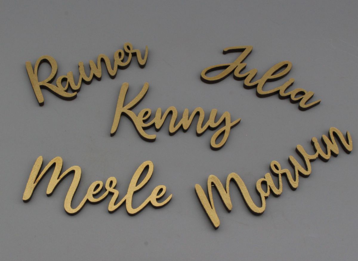 Platzkarten Lasercut aus Holz / MDF/ Gold Hochzeit / Taufe / Geburtstag etc.