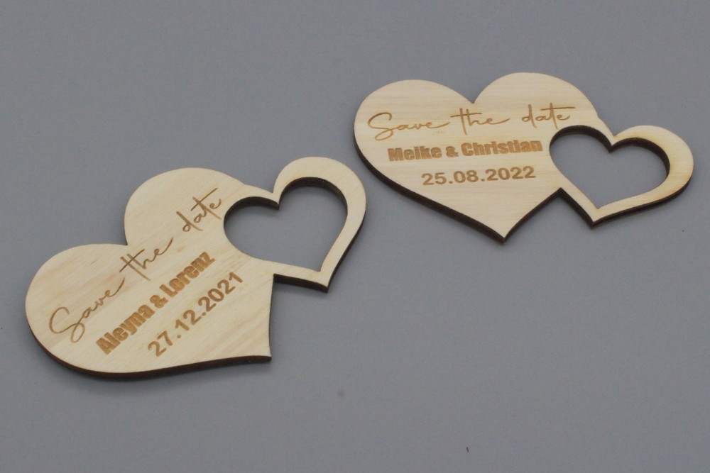 Save the Date Karte zwei Herzen / Einladung Hochzeit / Verlobung