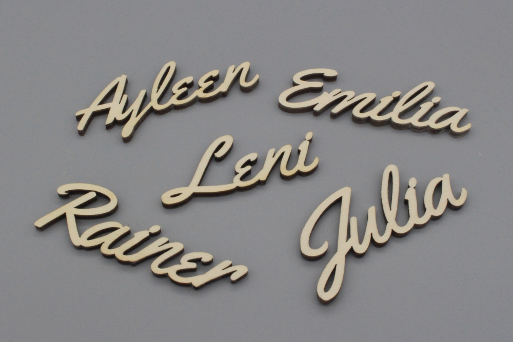 Platzkarten Lasercut aus Holz Hochzeit / Taufe / Geburtstag etc.