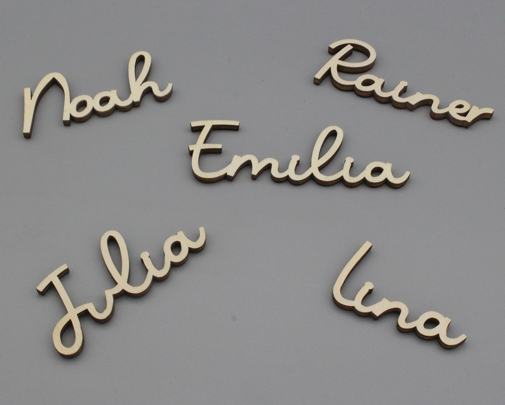 Platzkarten Lasercut aus Holz Hochzeit / Taufe / Geburtstag etc.