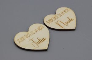 Platzkarten Lasercut aus Holz Hochzeit / Taufe / Geburtstag in Herzform