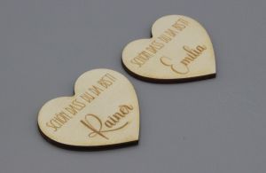 Platzkarten Lasercut aus Holz Hochzeit / Taufe / Geburtstag in Herzform