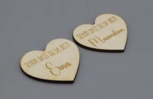 Platzkarten Lasercut aus Holz Hochzeit / Taufe / Geburtstag in Herzform
