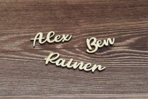 Platzkarten Lasercut aus Holz Hochzeit / Taufe / Geburtstag verspielt